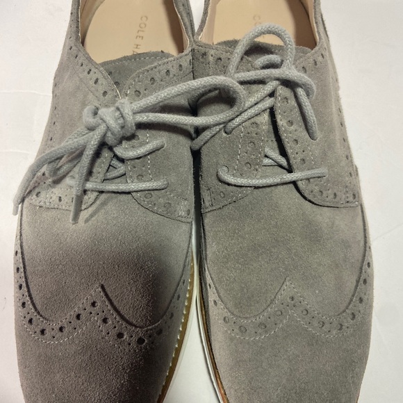 COLE HAAN Womens 9B Original Grand Wingtip II Lace Up Shoes Vapor Grey - Picture 6 of 9